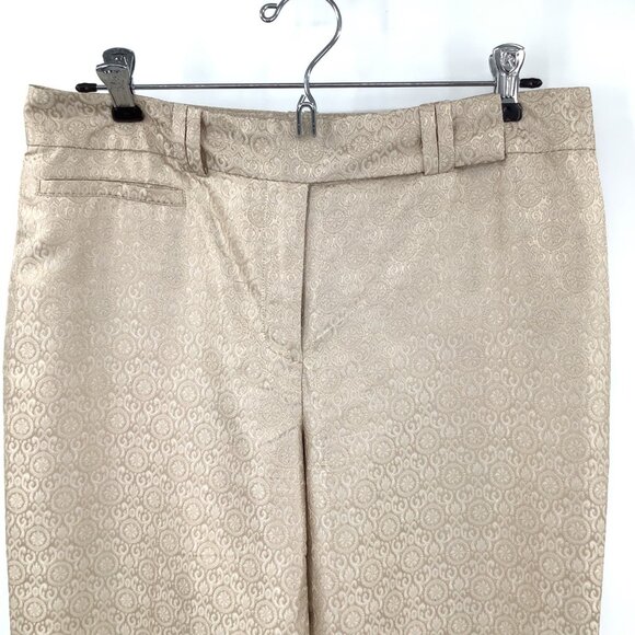 Ann Taylor Pants Women's Beige Size 6 Jacquard Wide Leg High Rise Lined - Picture 2 of 4